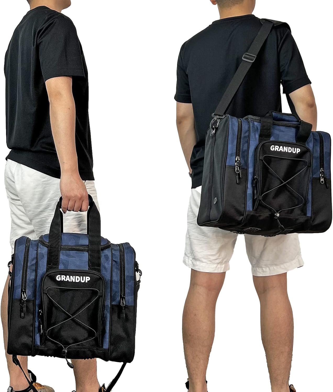 GRANDUP Bowling Ball Bag for Single Ball - Black Bowling accessories Ball Tote Bag Bowling Bag with Padded Ball Holder - Fits Bowling Shoes Up to Mens Size 14