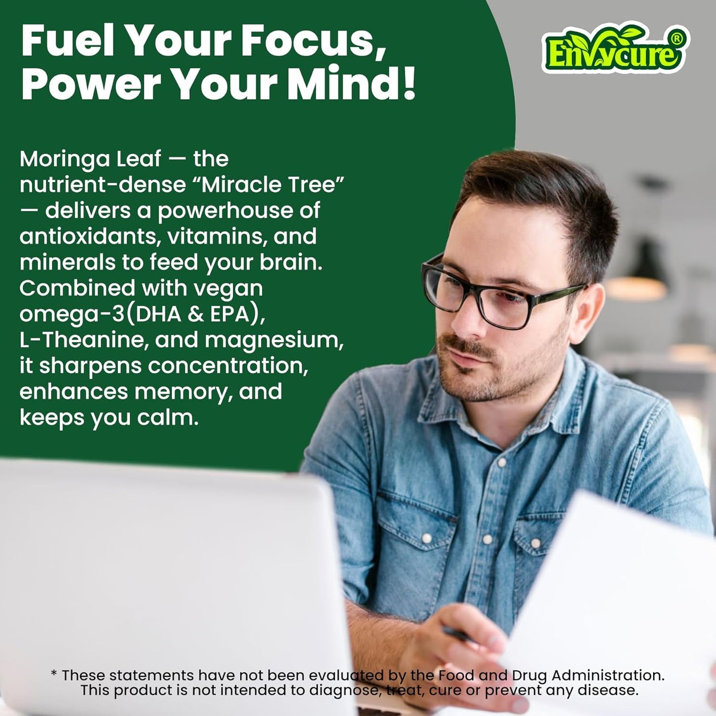 Organic Moringa Gummies 1000mg for Women Men, Liposomal Nutrient-Dense Pure Green Superfood, w/Vegan Omega-3, Boswellia, L-Theanine & Probiotic, for Energy, Focus, Antioxidants & Gut Health, 120Cts