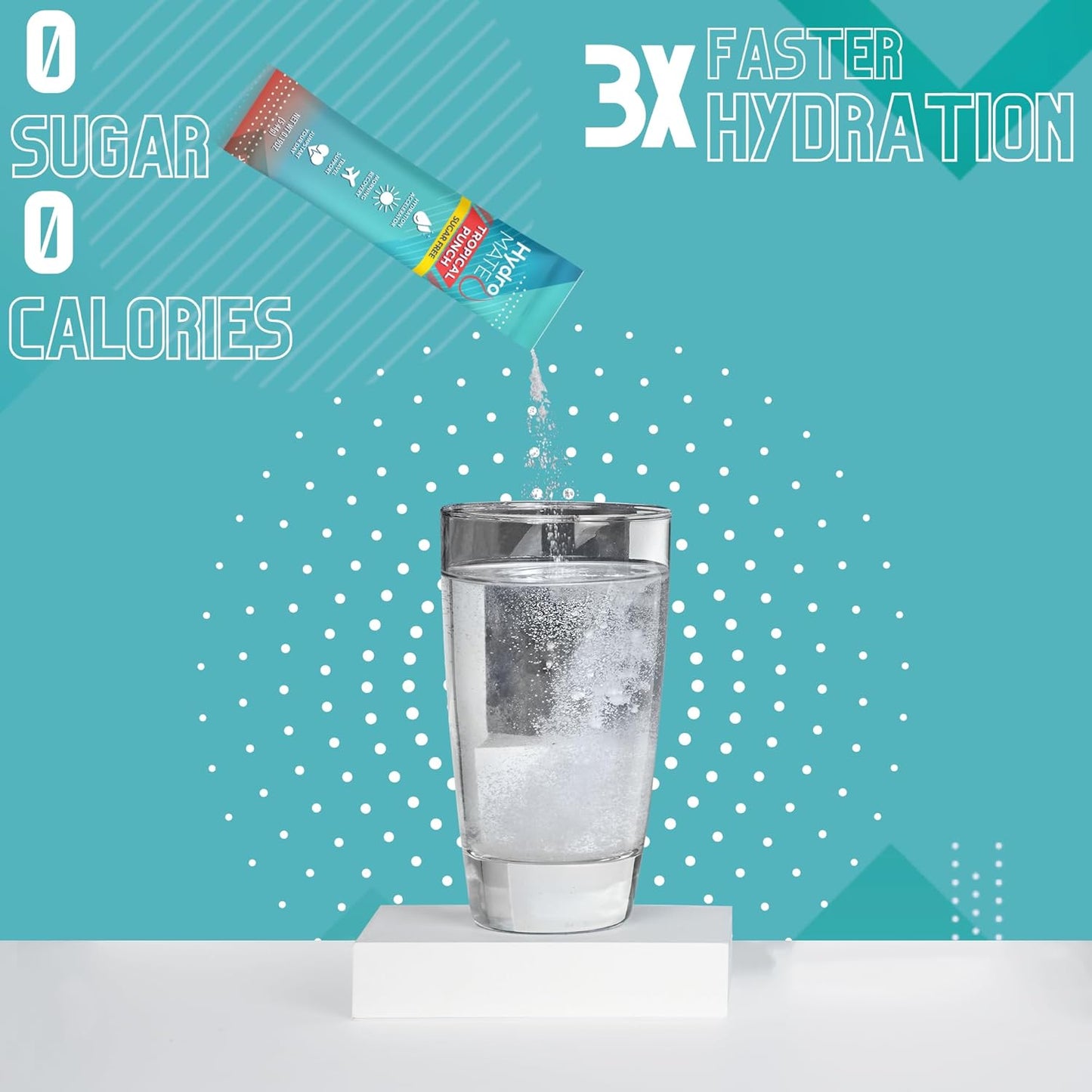 Electrolyte Powder Sugar-Free Hydration Packets Tropical Punch HydroMATE 16 Sticks