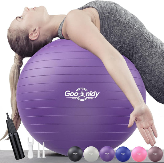 Soft Exercise ball, Anti-Burst Yoga Ball Chair Supports 2200lbs, Workout Equipment w/ Pump for Women Pregnancy, Medicine, Birthing, Physical Therapy, Stability, Excersing, Birth, Swiss, Fitness, Gym