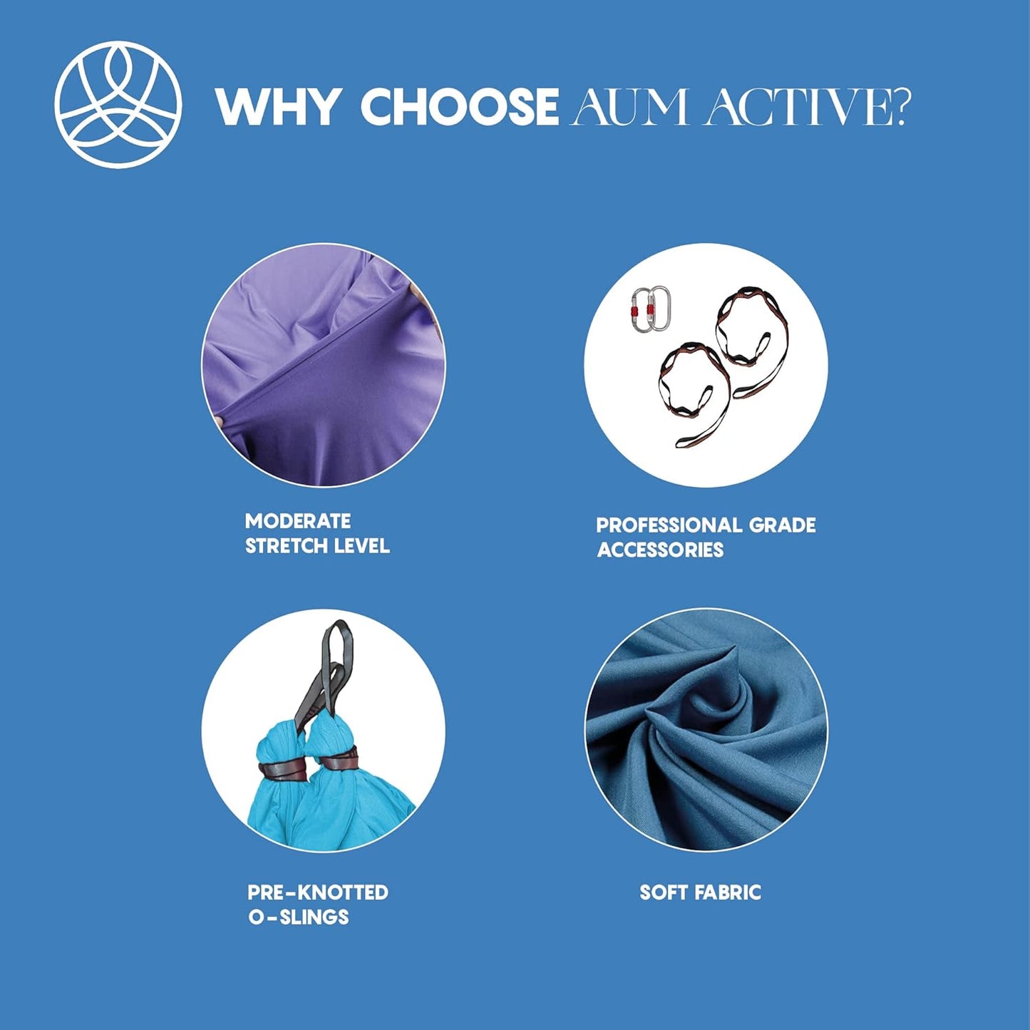 Aerial Silk Yoga Hammock & Swing for Home, Inversion Exercises, Starter Kit for All Levels - Durable with Extension Straps, Carabiners, and Pose Guide