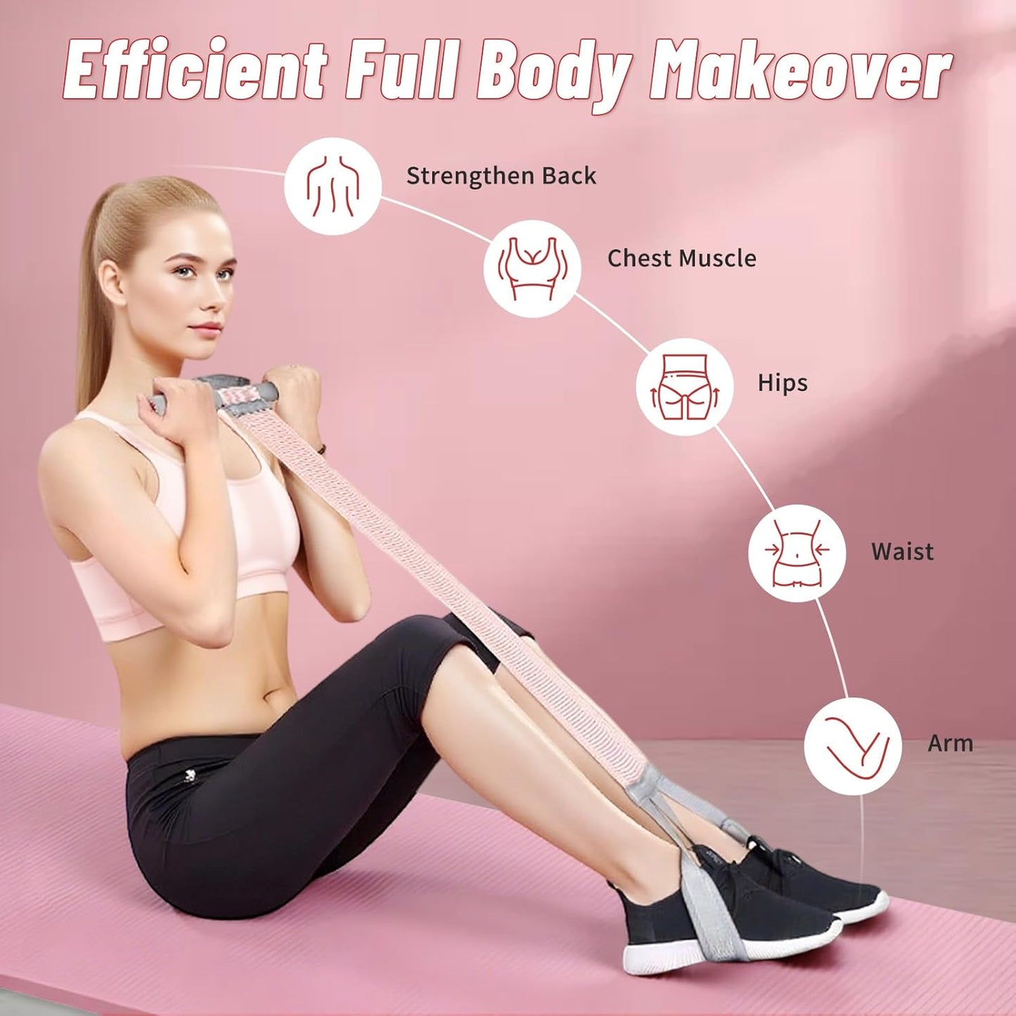 Foot Pedal Resistance Bands with Handles - 150LB Pedal Ankle Puller - Elastic Yoga Pedal Puller Stretch Fitness Band for Exercise/AB Training/Auxiliary Device Sit Up Exercise Equipment for Women Men