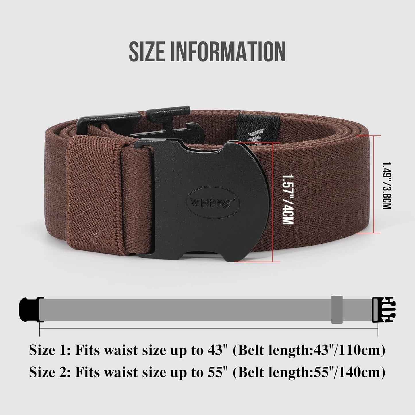WHIPPY Mens Elastic Stretch Belt Unisex Adventure Web Belt for Women Men with Non-Metal Buckle Adjustable Belts