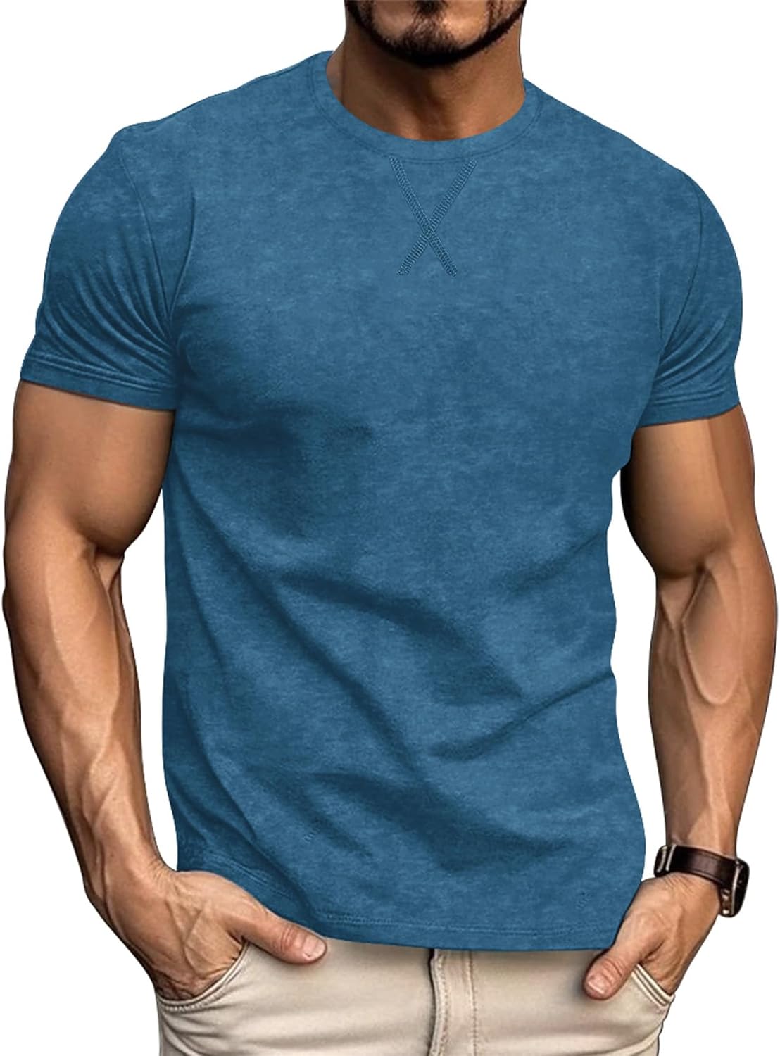 LOGEEYAR Men's Athletic Washed T-Shirts Basic Crew Neck Tees Tops Causal Distressed Cotton T Shirts for Men