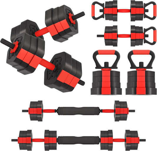 VIVITORY Dumbbell Sets Adjustable Weights, Free Weights with Connector, Non-Rolling Adjustable Dumbbell Set, Barbell for Home Gym, Hexagon, Cement Mixture