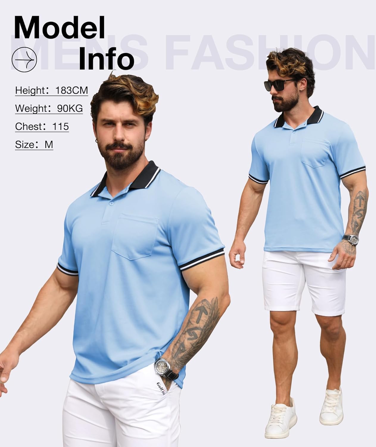 ZITY 3 Pack Men Polo Shirts Short Sleeve with Pocket Sport Wicking Shirts for Men Casual Athletic Collared T-Shirts