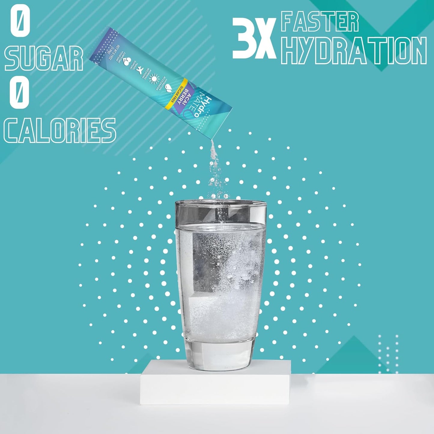 Electrolyte Powder Sugar-Free Hydration Packets Acai Berry HydroMATE 16 Sticks