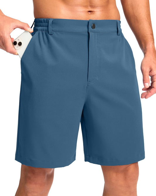 Pudolla Men's Casual Shorts 7"/9" Lightweight Golf Shorts with 3 Pockets Stretch Quick Dry Comfy Work Shorts