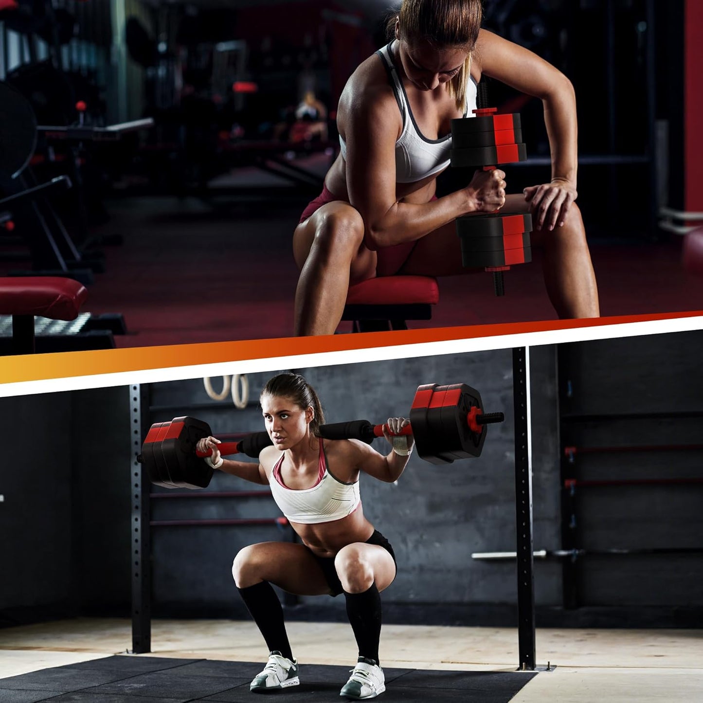 VIVITORY Dumbbell Sets Adjustable Weights, Free Weights with Connector, Non-Rolling Adjustable Dumbbell Set, Barbell for Home Gym, Hexagon, Cement Mixture