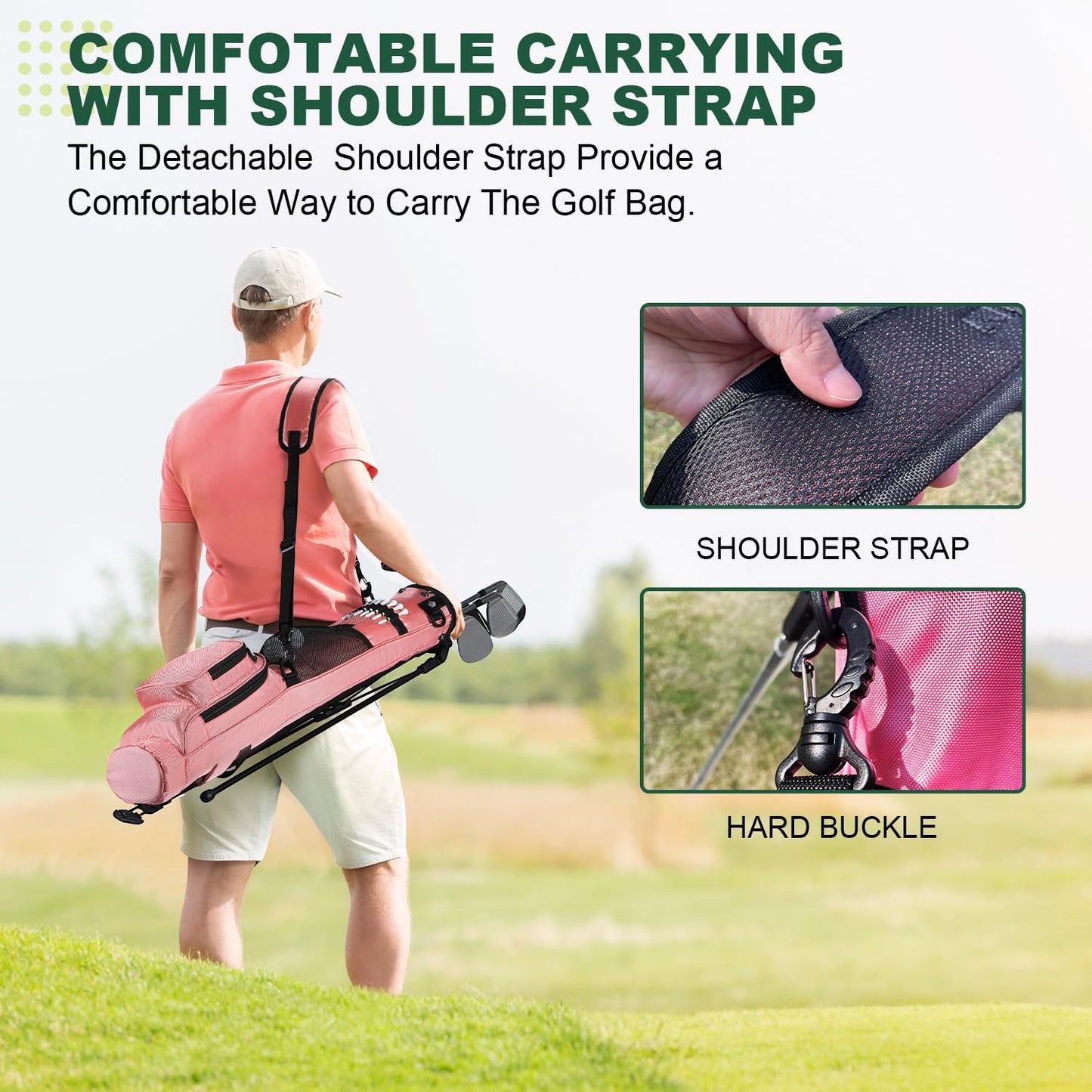 MAZEL Lightweight Golf Bag for Men – Easy to Carry Golf Clubs Bag with Shoulder Strap,Pitch n Putt Golf Stand Bag for Driving Range,Par 3 and Executive Courses - Fit Up to 8 Clubs