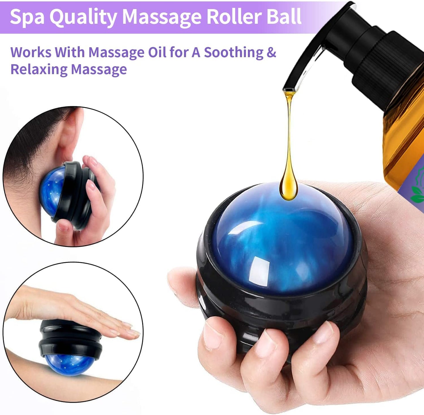3 Pack Massage Oil for Massage Therapy,Sore Muscle Arnica Oil & Relaxing Lavender Oil & Ginger Oil Lymphatic Drainage & Massage Ball,Lymphatic Drainage Massager Body Oil,Massage Kit Gifts for Women
