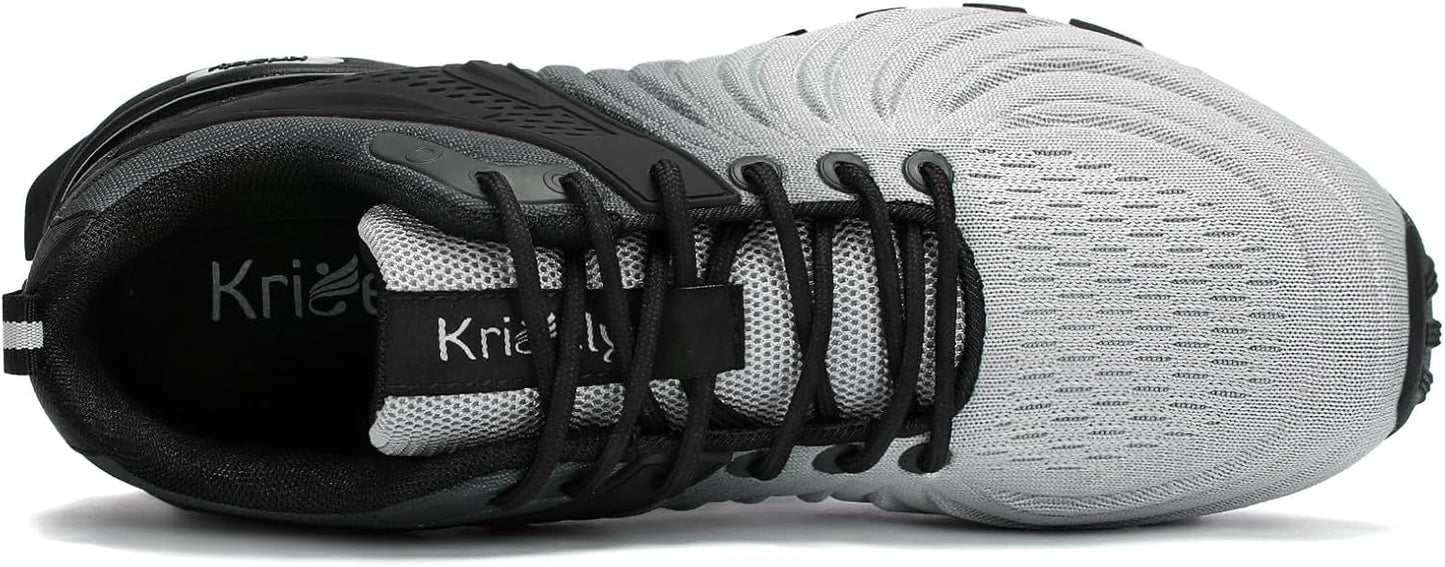 Kricely Men's Walking Shoes Breathable Lightweight Fashion Sneakers Non Slip Sport Gym Jogging Trail Running Shoes