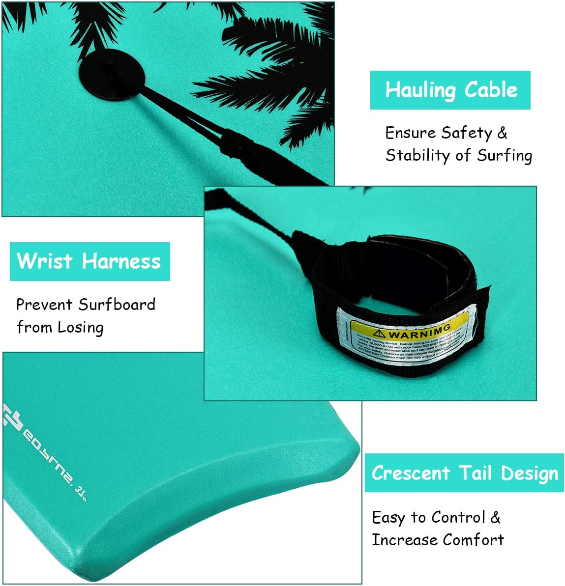 Goplus 41''/37''/33'' Lightweight Body Board for Beach, Surf Board with EPS Core, XPE Deck, HDPE Slick Bottom, Wrist Leash, Bodyboard for Kids Adults Surfing