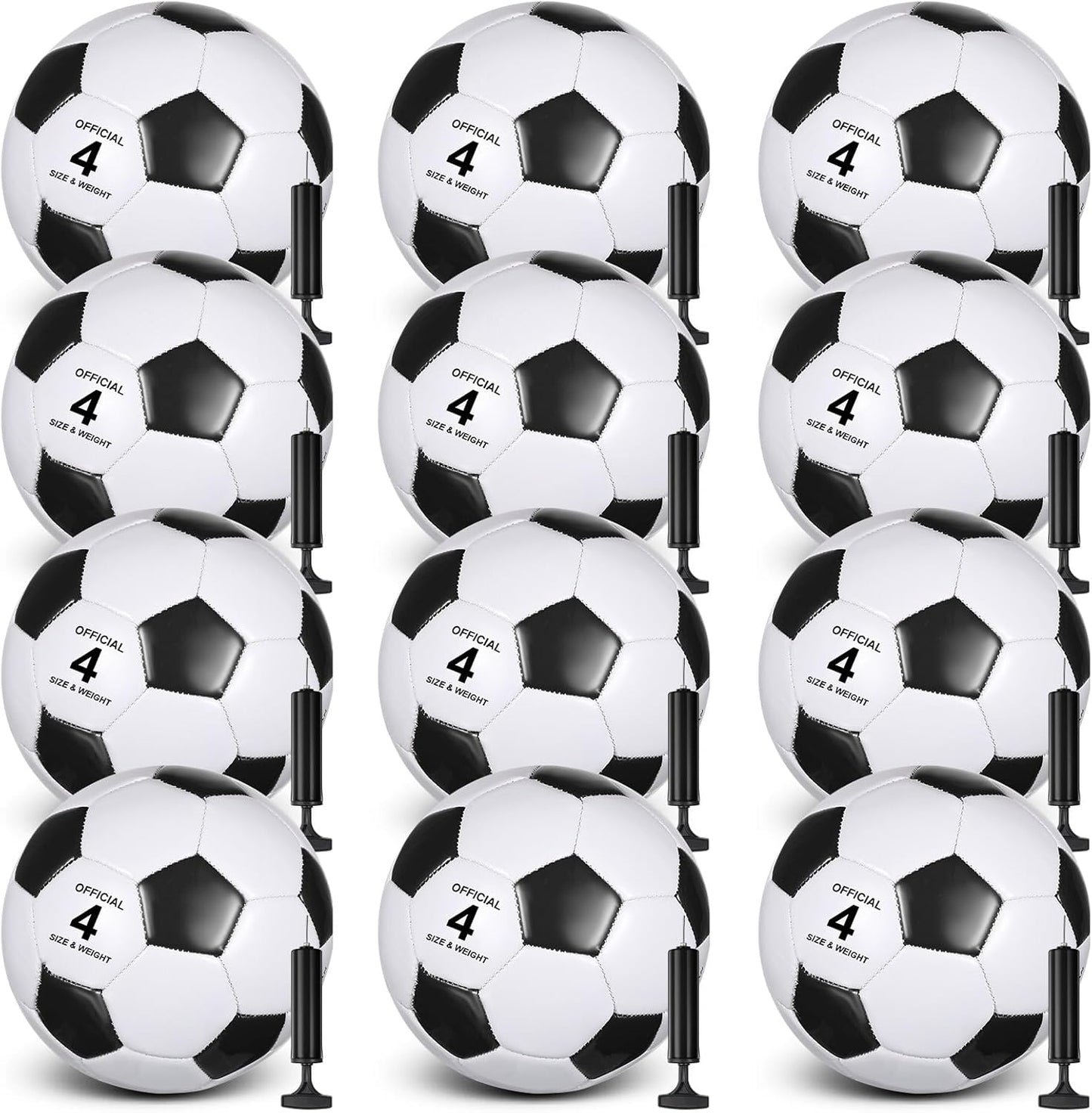 12 Pack Operation Christmas Bulk Items Soccer Ball with Pump Needles, Official Size 3/4/5 Soccer Ball Deflated Gift for Christian Charity Donation Training Practice