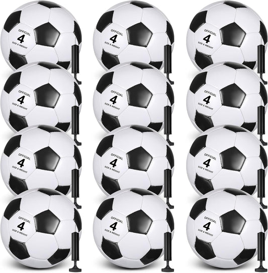 12 Pack Operation Christmas Bulk Items Soccer Ball with Pump Needles, Official Size 3/4/5 Soccer Ball Deflated Gift for Christian Charity Donation Training Practice