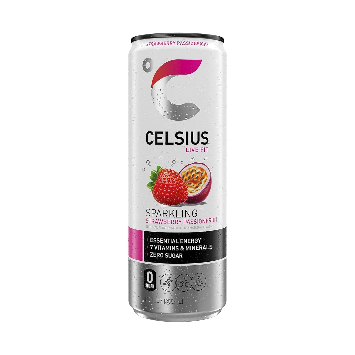 CELSIUS Sparkling Strawberry Passionfruit, Sugar Free Energy Drink, 12 Fl Oz (Pack of 12)