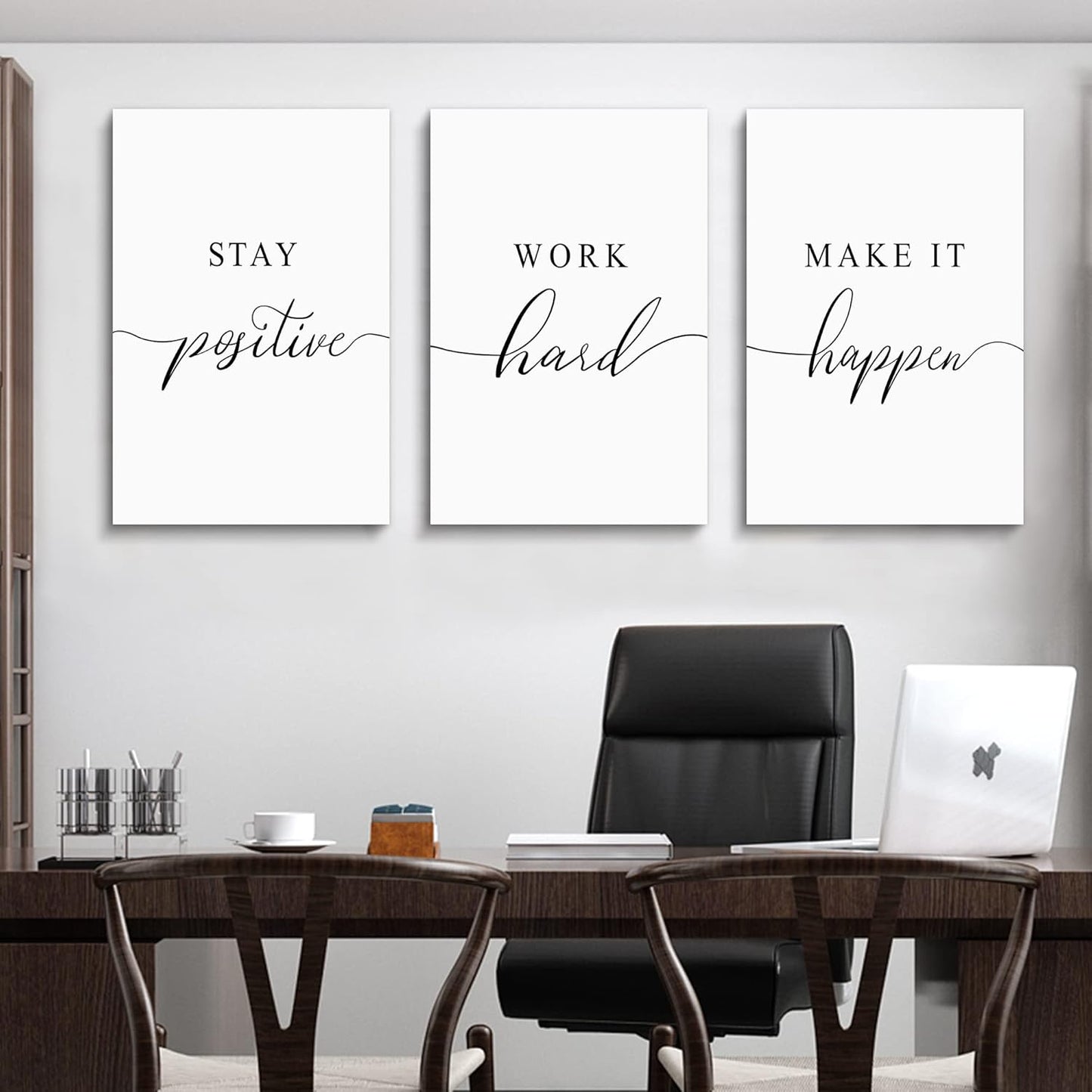Framed Canvas Wall Art Positive Quotes, Office Wall Art Decor, White Large Poster, Positive Motivational Set of 3 Prints, Inspirational Wall Art (G-3pcs,20x30inchx3pcs)