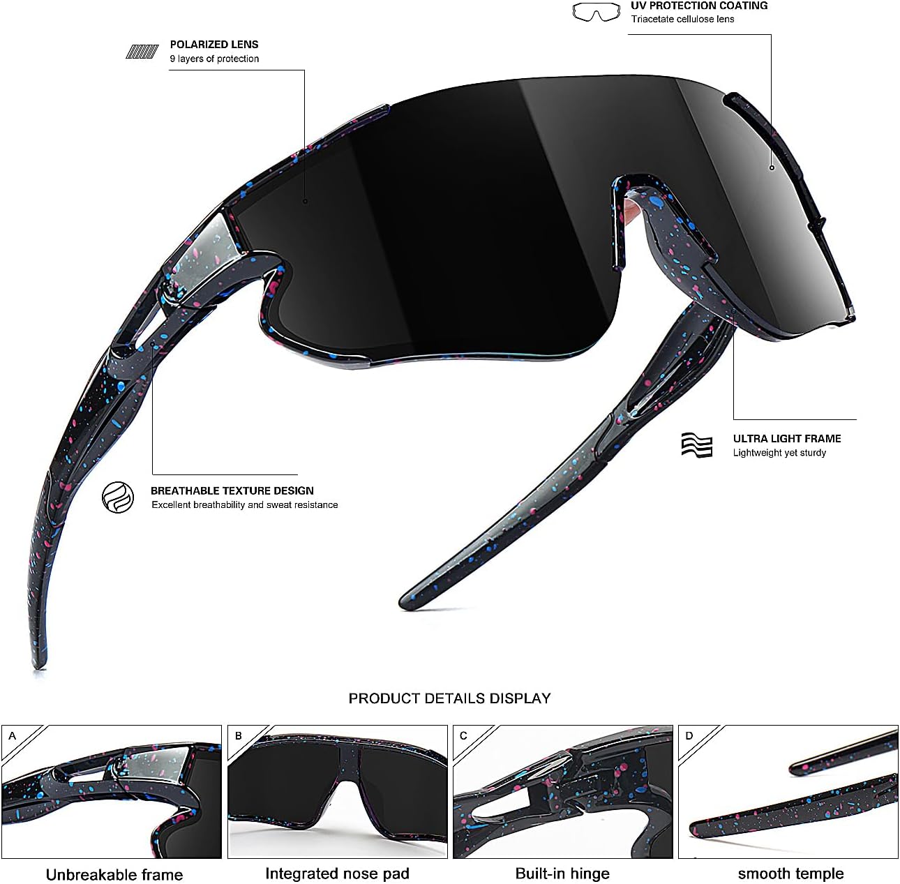 Kids Baseball Sunglasses for Boys Girls Youth Softball Cycling Sports Sunglasses UV400 Protection Age 5-12