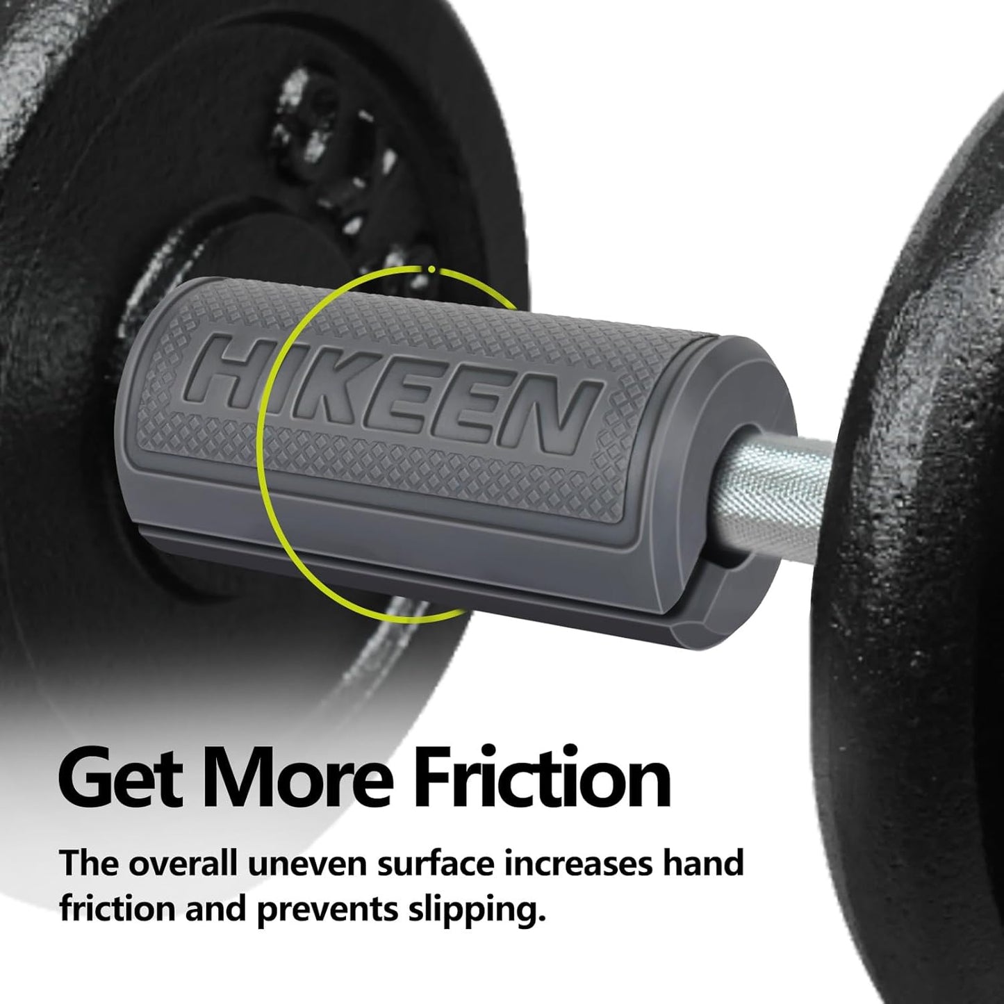 Hikeen Thick Bar Dumbbell Grips,Non Slip Hard Rubber Barbell Grips,Grips for Weight Lifting, Muscle Building-1.77", 2", 2.25" & 2.75" Outer Diameter