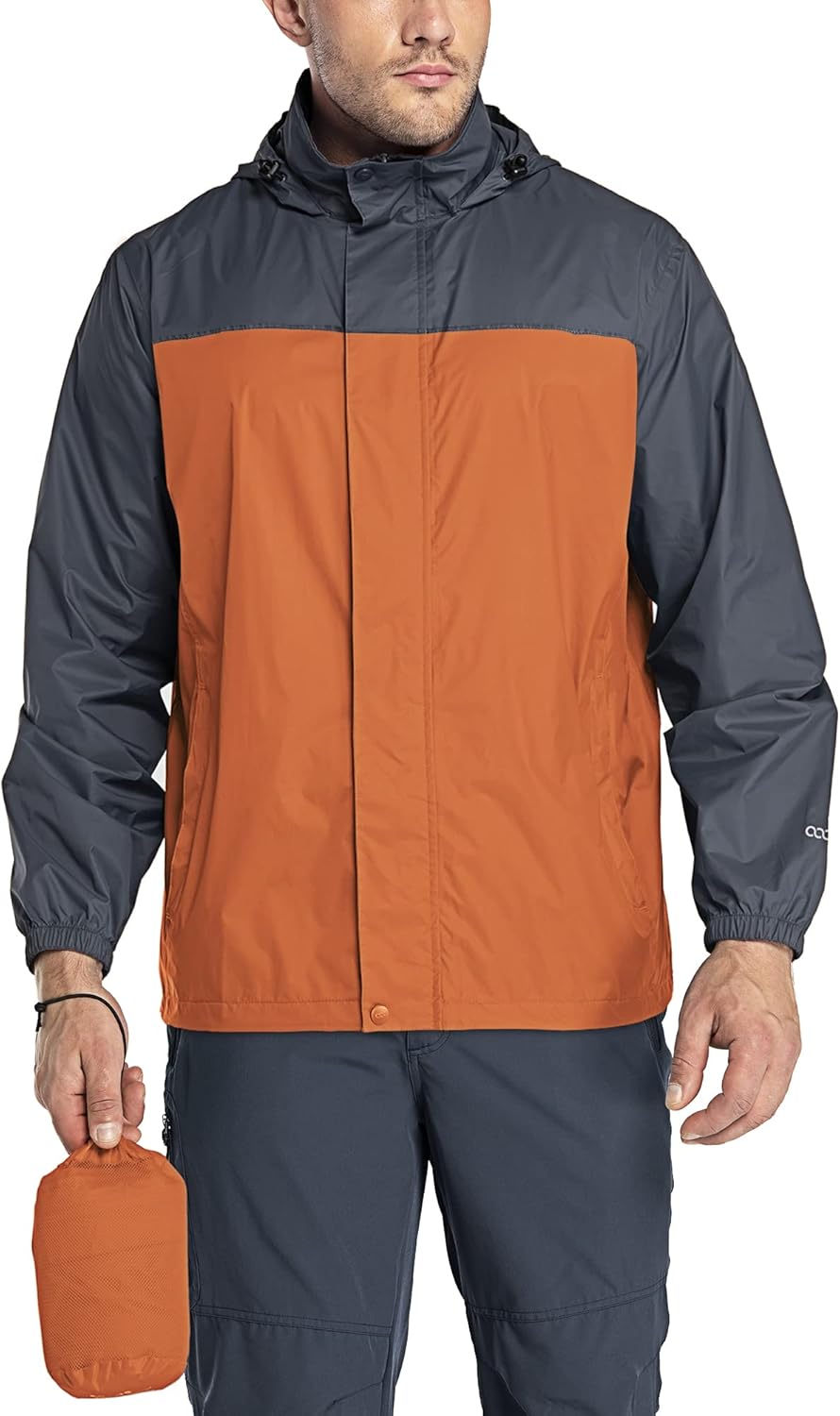 33,000ft Packable Rain Jacket Men's Lightweight Waterproof Rain Shell Jacket Raincoat with Hood for Golf Cycling Windbreaker