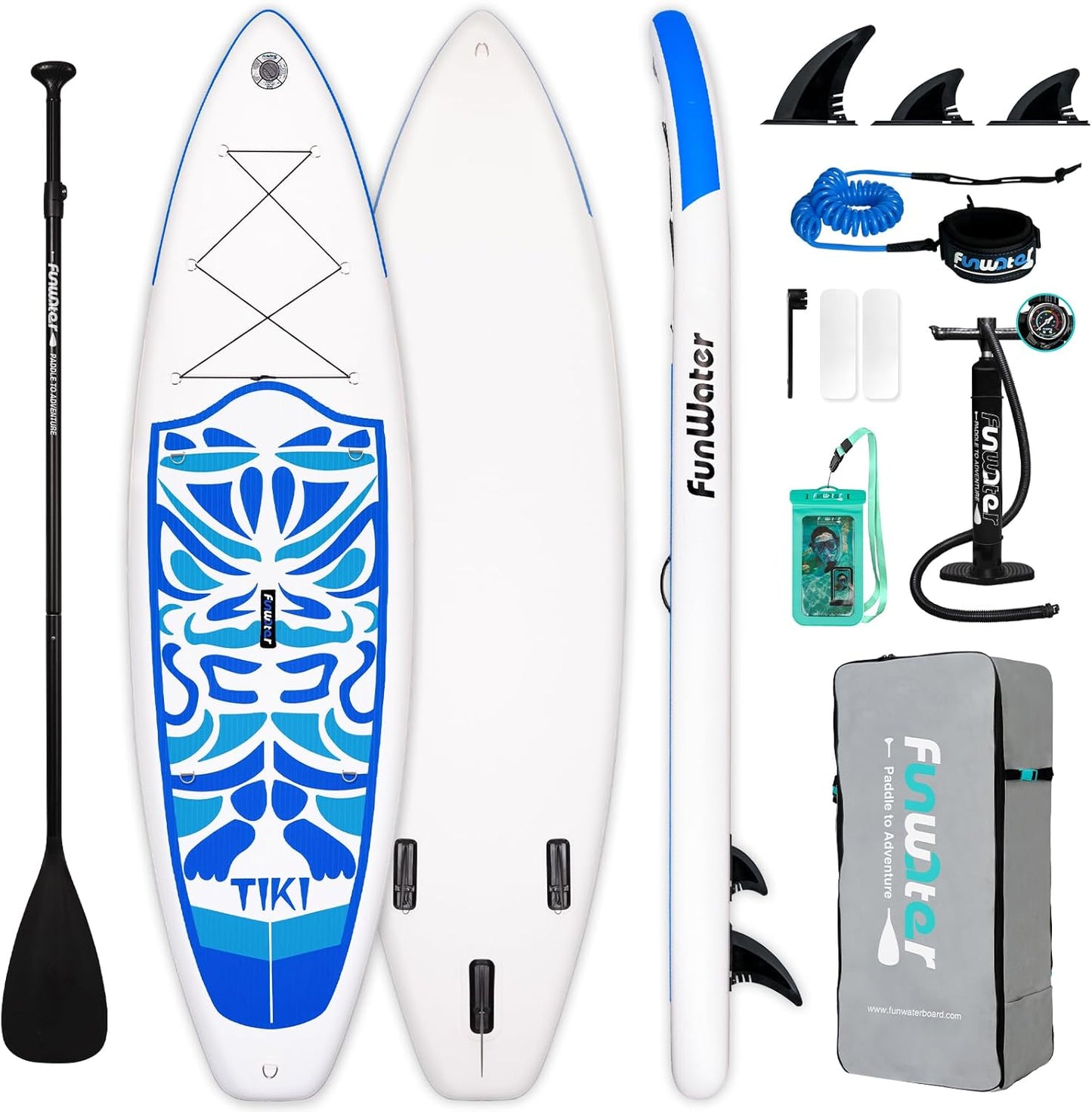 FunWater Inflatable Ultra-Light Stand Up Paddle Board for All Skill Levels with Premium SUP Paddleboard Accessories,Non-Slip Comfort Deck for Youth & Adults