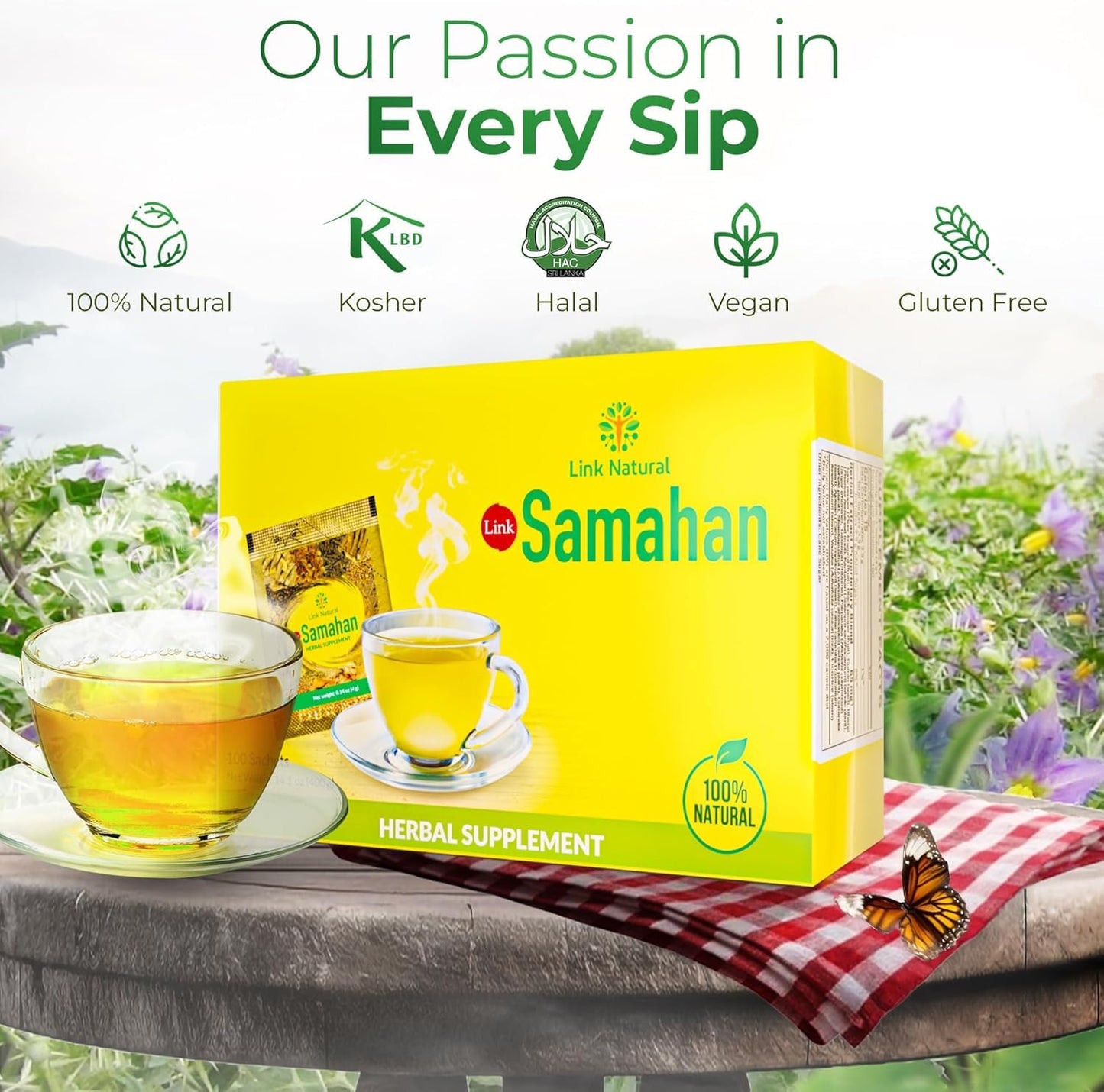 SAMAHAN Ayurvedic Herbal Tea Packets - Sri Lankan Ceylon Blend with 14 Natural Herbs Including Ginger, Black Pepper & More, Herbal Tea Bags for Wellness, Relaxation & Daily Comfort - 100 Count