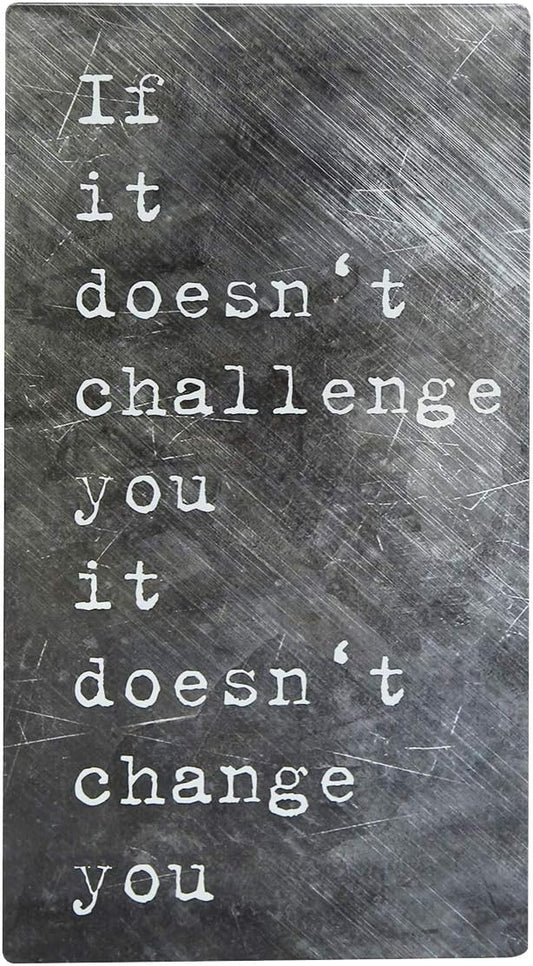 NIKKY HOME Gym Exercise Art Workout Room Decor Fitness Sign Inspirational Sports Themed Metal Wall Plaque with Quote, If It Doesn't Challenge You It Doesn't Change You