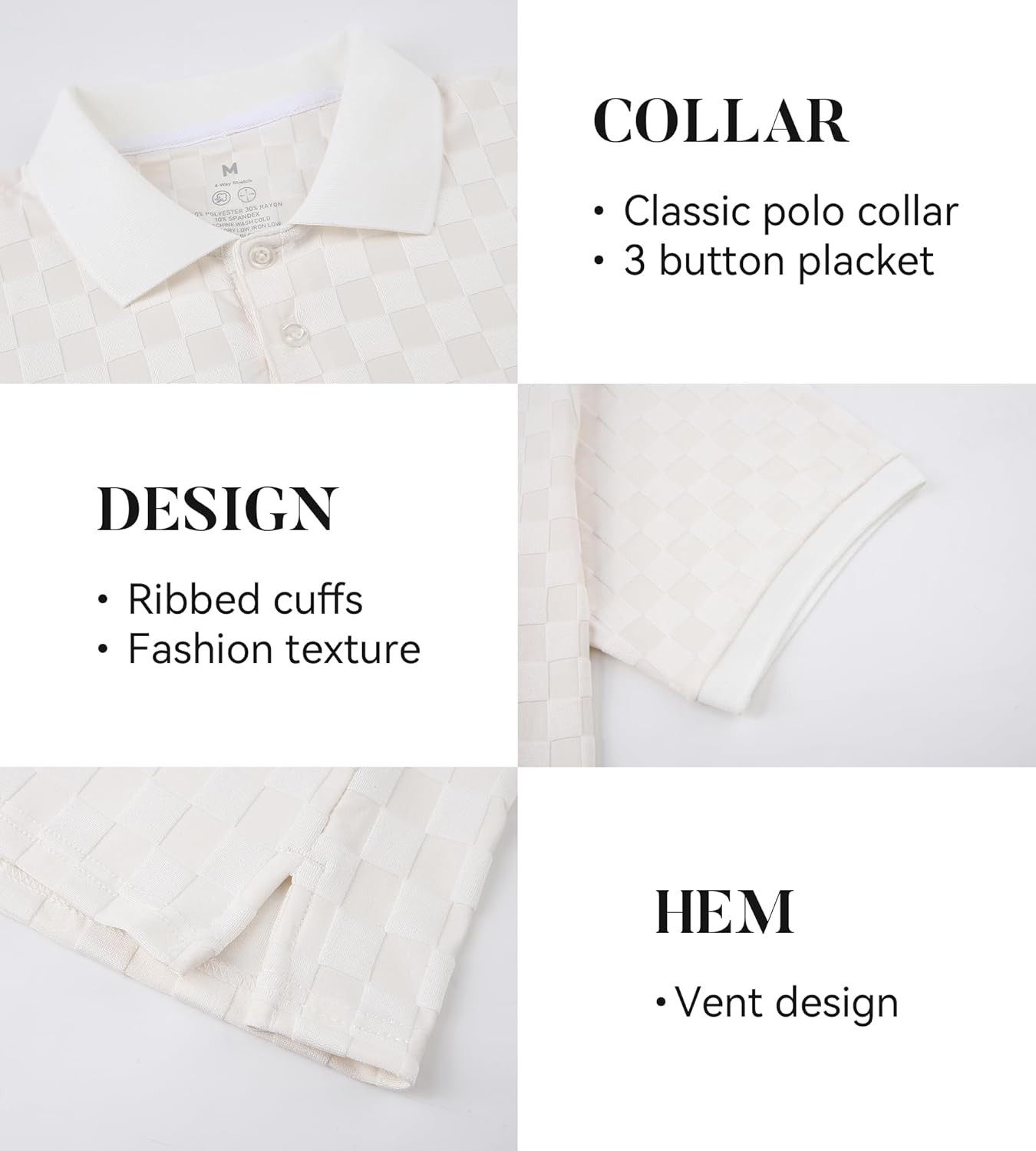 Esabel.C Golf Shirts for Men Dry Fit Performance Short Sleeve Print Moisture Wicking Collared Shirt