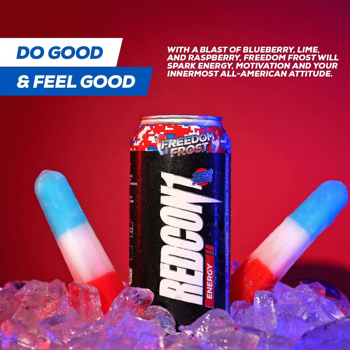 REDCON1 Energy High Performance Drink, Freedom Frost - Zero Sugar Energy Drink with Alpha GPC Nootropic - 200mg Natural Caffeine from Green Coffee Beans - Vitamin B6, B12 & B5 to Boost Mood (12 ct)