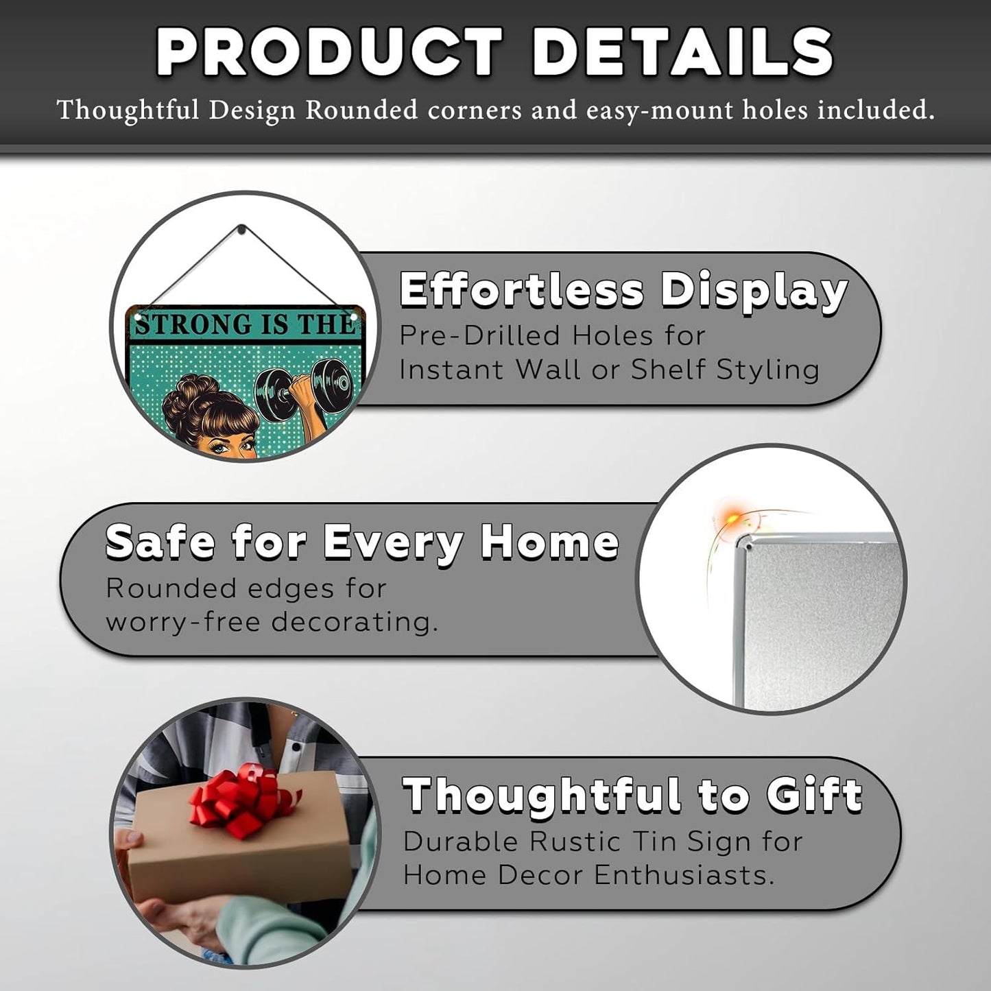 Gym Room Sign Weightlifting Metal Poster Strong Is The New Pretty Motivational Sign for Gym Workout for Home Fitness 12 * 8inch