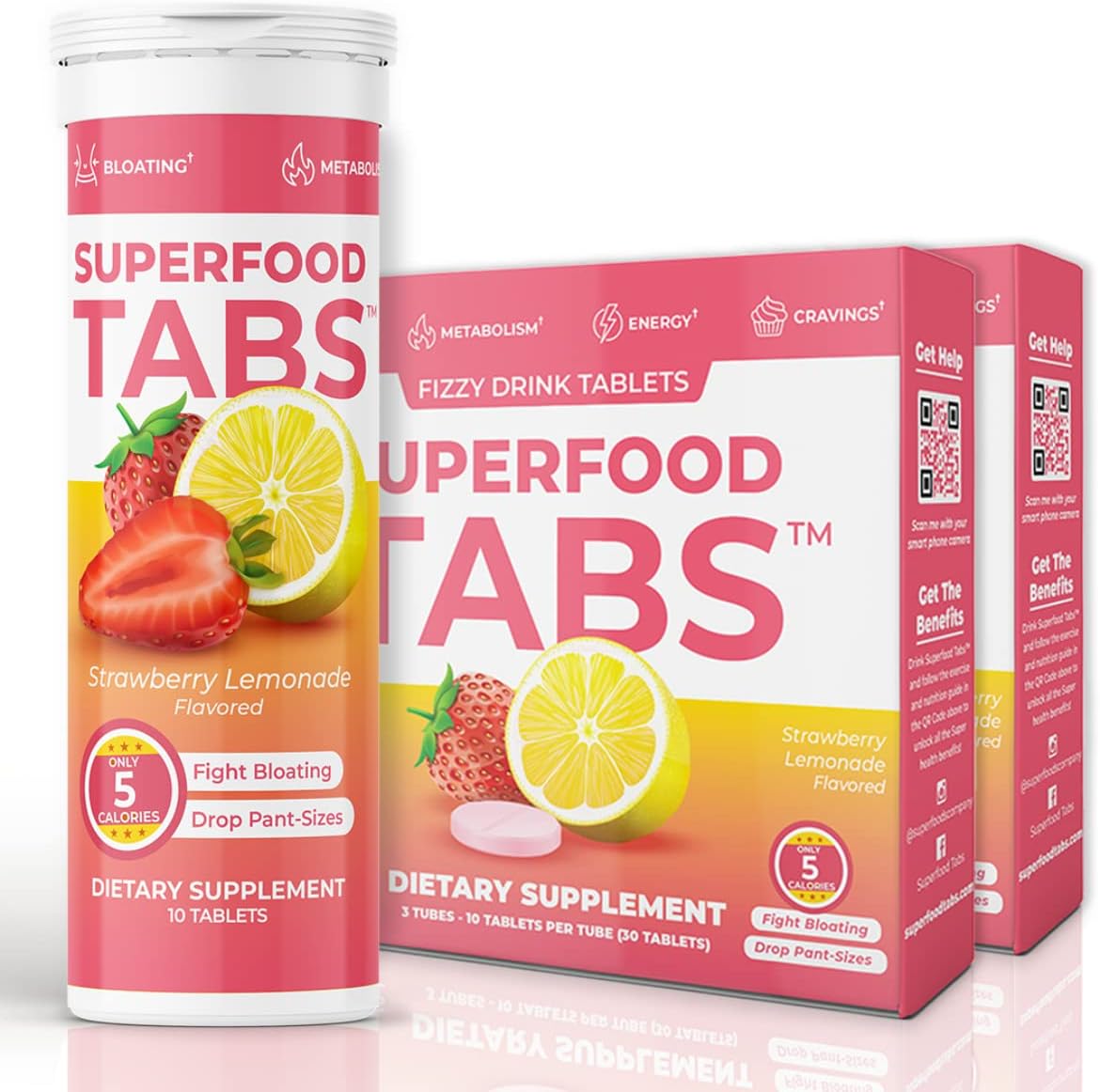 Superfoods Company Detox Cleanse Drink - Supplement for Women & Men - Support Healthy Weight, Digestive Health, Cravings & Bloating Relief - Strawberry Lemonade Flavor [60 Tablets]