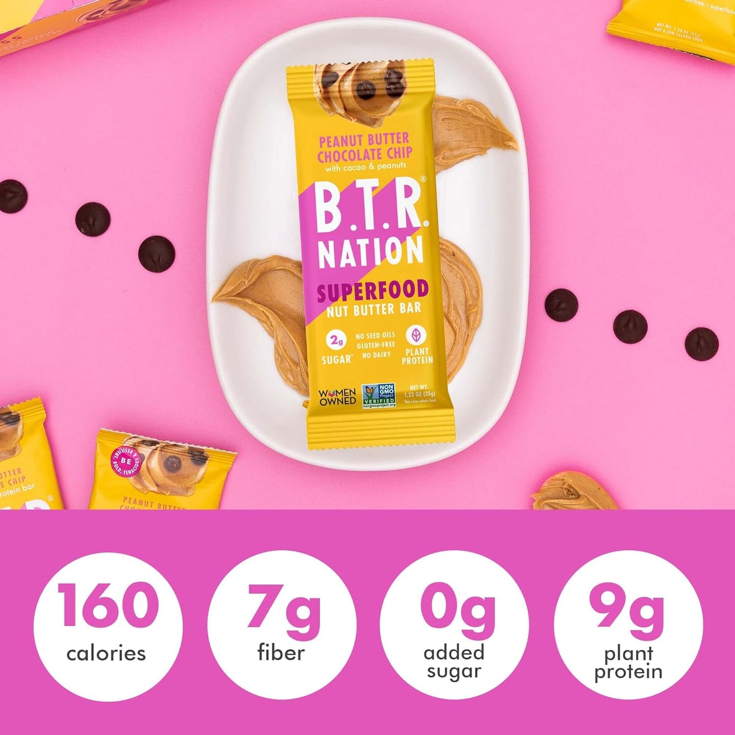 B.T.R. Nation Vegan Keto Superfood Protein Bars - Peanut Butter Chocolate Chip BLISS | (12) Bars | Low Carb, Plant Based, Gluten Free, Free of Sugar Alcohols & Boosted with Powerful Superfoods!