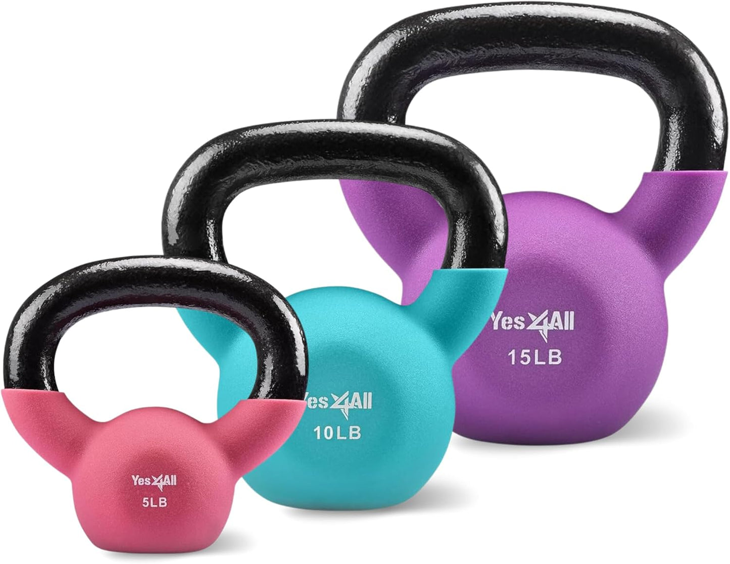 Yes4All Kettlebells 5lbs-65lbs & Kettlebell Sets Adjustable Weights, Kettlebell for Weight Training, Home Workout Equipment with Secure Grip for High Rep, Exercise Equipment