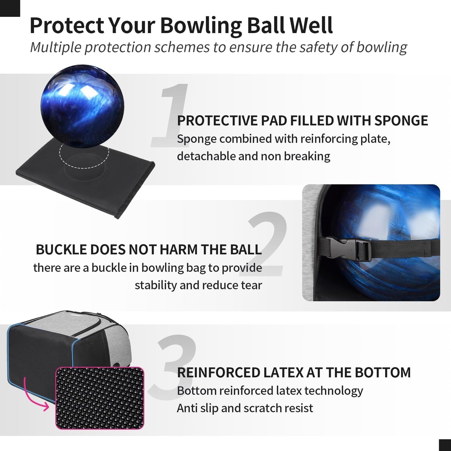 Single Bowling Ball Bag Backpack with Shoe Bag Up to Size 16, Accessories Gifts for Bowling Lovers,Bowling Bag with Padded Ball Holder