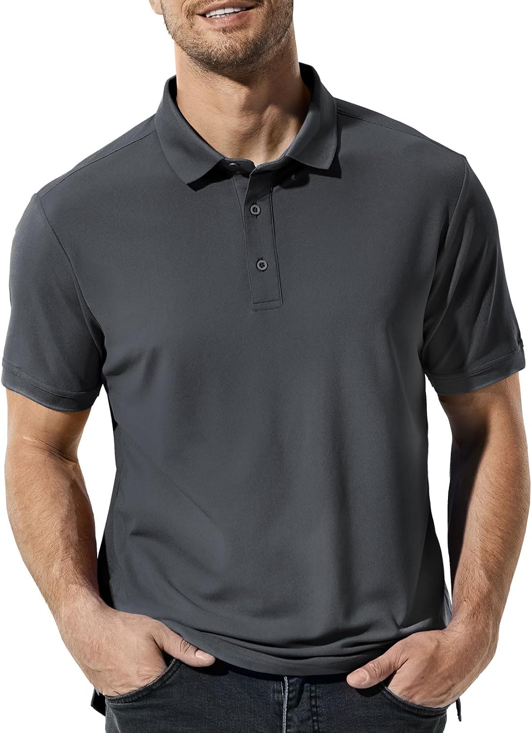 MIER Polo Shirts for Men Short Sleeve Quick Dry Polyester Collared Shirts Casual Golf Shirts, Moisture-Wicking