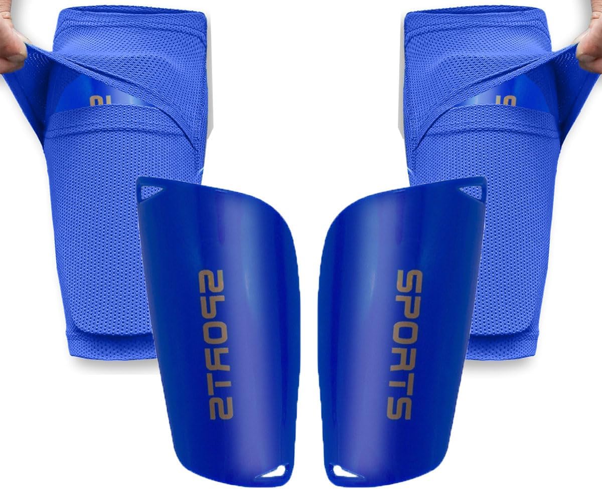 Soccer Shin Guards for Kid Youth Teen Adult - Shin Guards Sleeves with Inserted Pocket Cushion Protection Reduce Shocks and Injuries for TeamSports