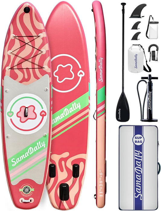 11'Stand Up Paddle Boards Surf Control with Premium SUP Board Accessories Backpack & Removable Fins, 34" Wide Inflatable Paddle Boards of All Skill Levels