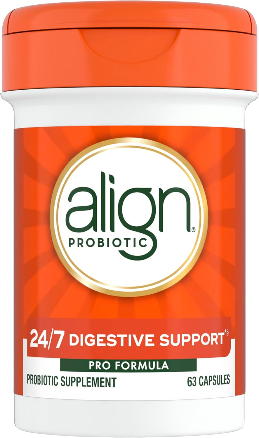 Align Probiotic, Pro Formula, Probiotics for Women and Men, Daily Probiotic Supplement, Helps Soothe Occasional Bloating & Gas*, #1 Doctor Recommended Brand‡, 63 Capsules (Packaging May Vary)