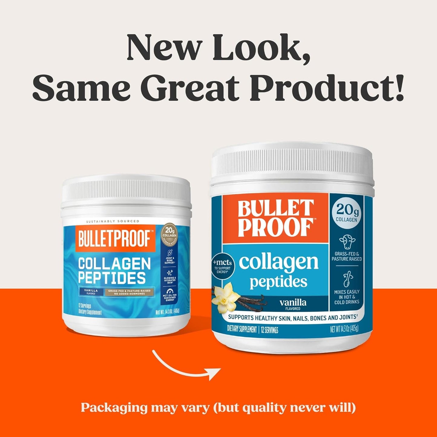 Bulletproof Vanilla Collagen Peptides Powder with MCT Oil, 17.6 Ounces, Grass-Fed Collagen Protein for Skin, Bones and Joints