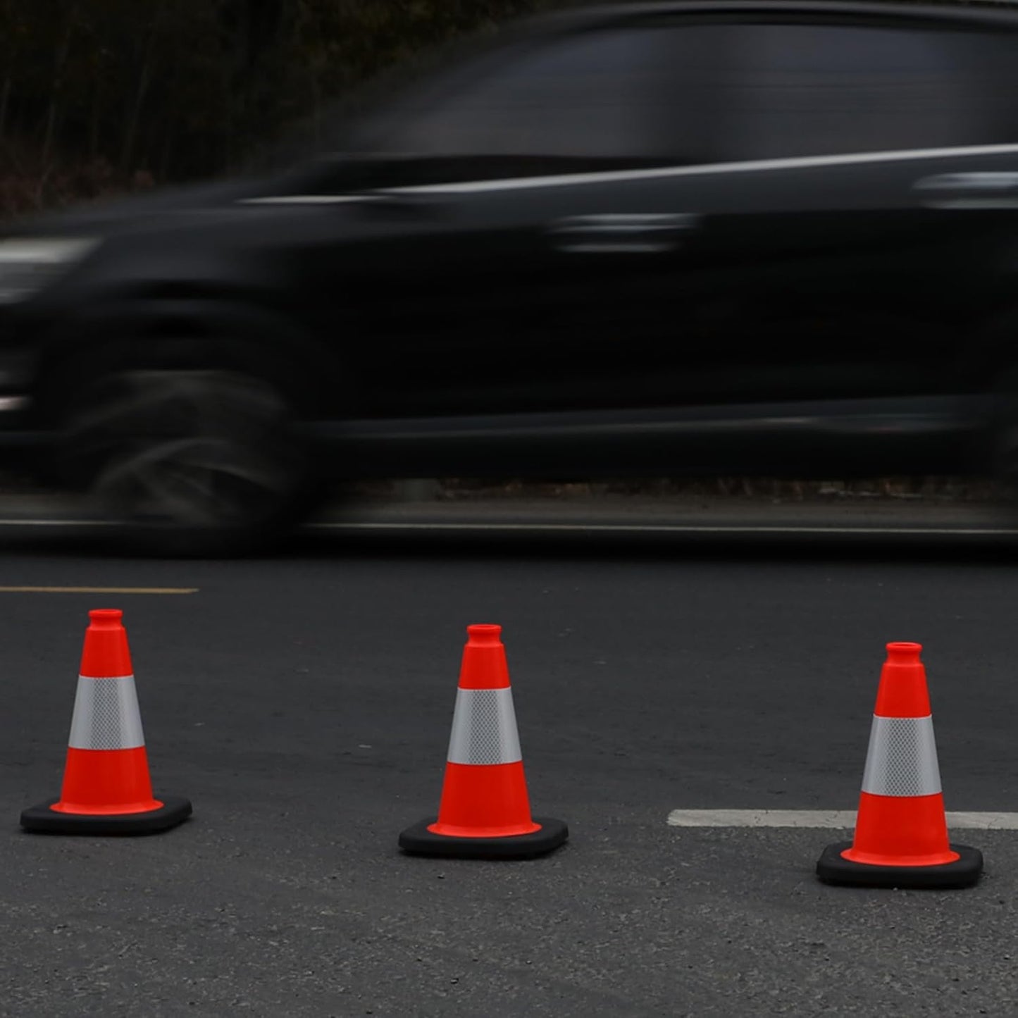 OrangeStar 12" Traffic Cones 4-Pack, Orange Safety Cones with Reflective Collar & Heavy Duty Base for Driving Practice, Parking Lots, Roadwork, Construction | Indoor & Outdoor Use