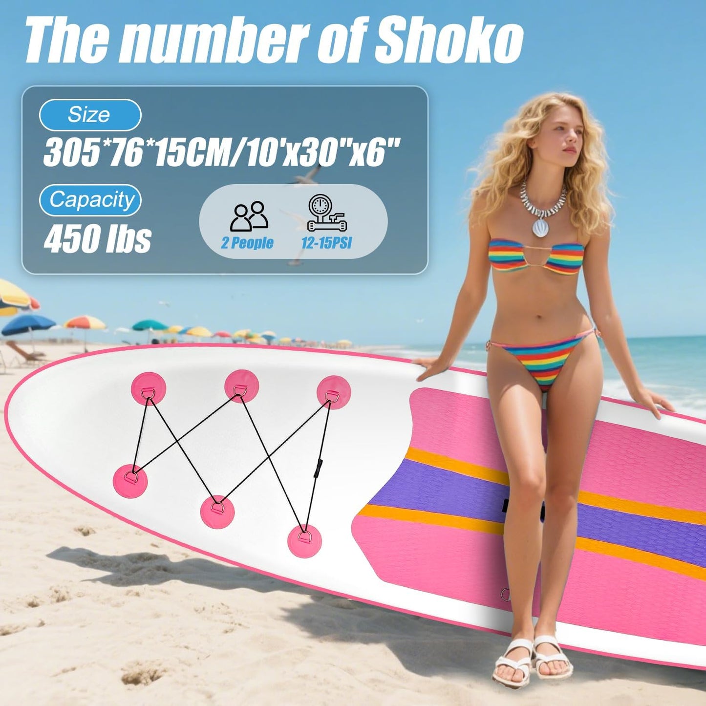 Inflatable Stand Up Paddle Board 10‘x30‘‘- Ultra-Light SUP with Backpack, Pump, Paddle, Coil Leash, 3 Fins, Repair Kit, Stable Design, Non-Slip EVA Deck for Adults & Youth