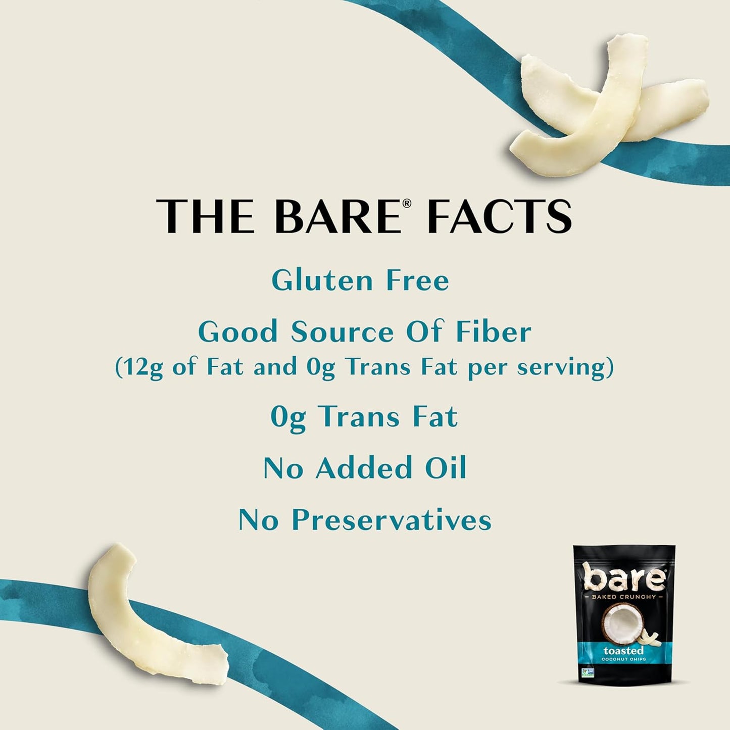 Bare Baked Crunchy, Toasted Coconut, 2.7 Ounce (Pack of 6)