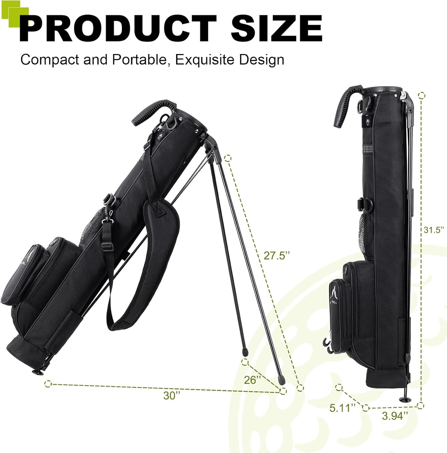 Golf Lightweight Stand Carry Bag– Easy to Carry and Durable Pitch n Putt Golf Bag for The Driving Range, Par 3 and Executive Courses–31.5 inches Tall