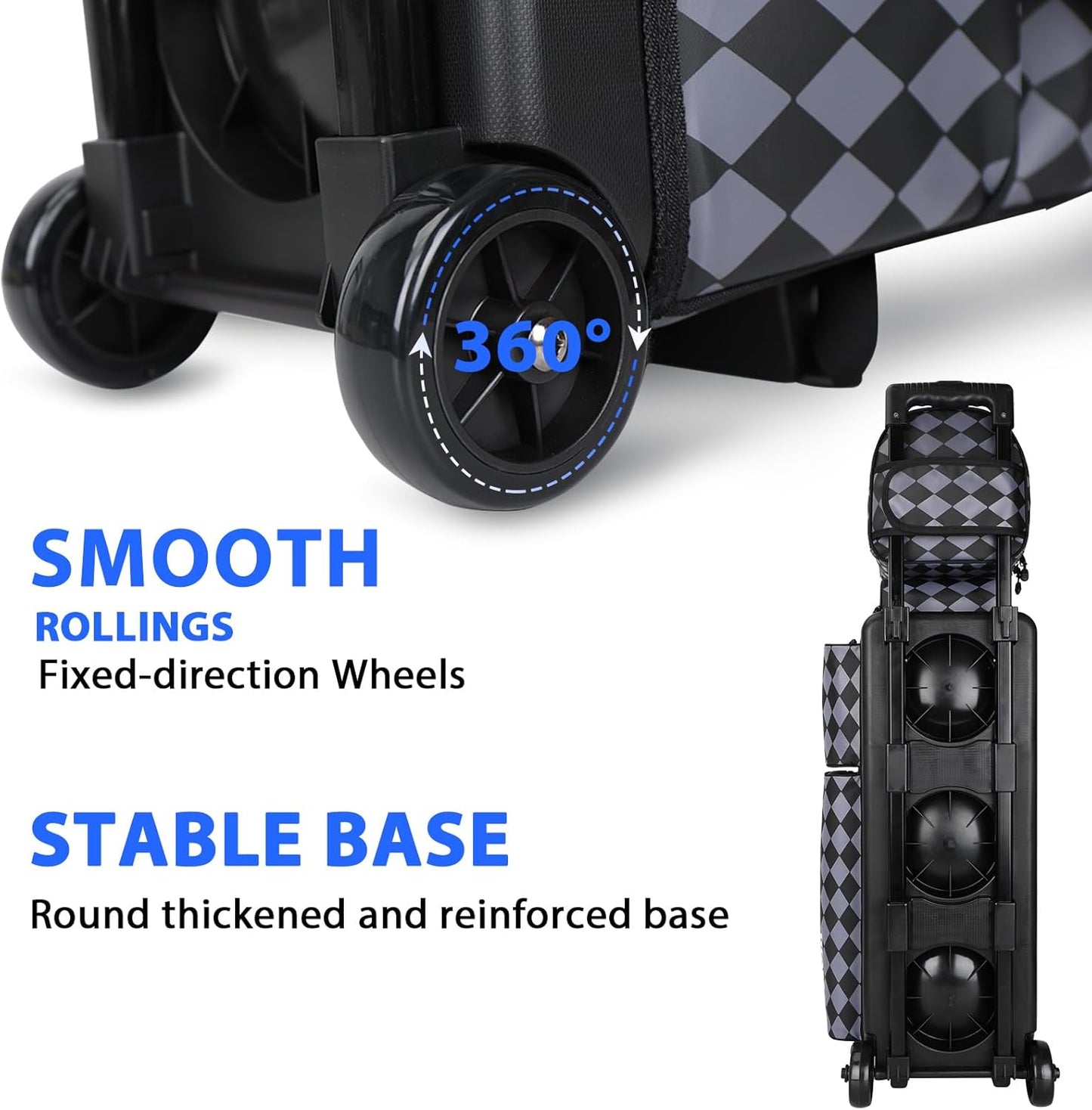 4 Ball Bowling Bags with Wheels,3 Ball Bowling Bag + 1 Ball Tote,Separate Shoe Compartment for Shoes (Up To US Men Size 16)