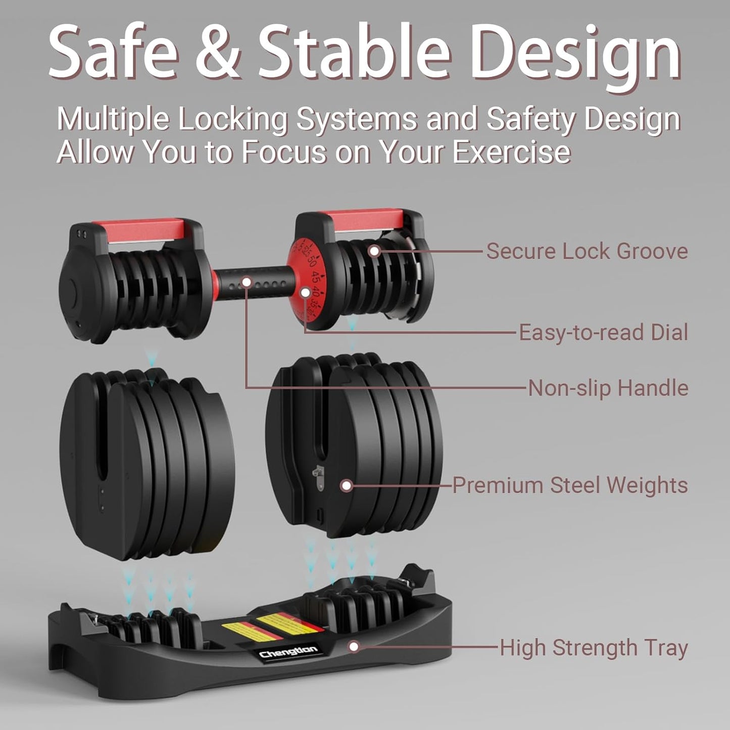 Adjustable Dumbbells 25/52.5 lbs, 9/15 in - Adjustable Weight Dumbbell Set for Full Body Exercise Training Fitness Workout in Home Gym