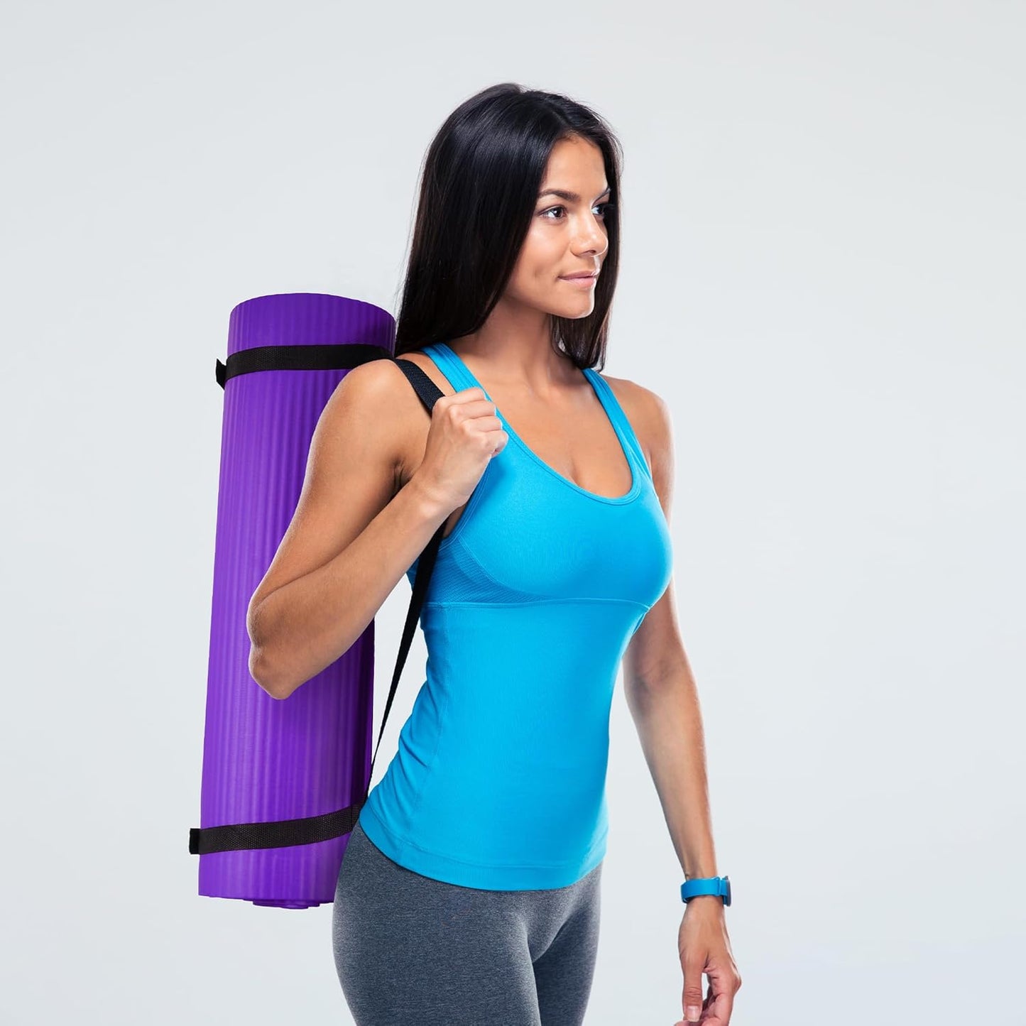 Yoga Mat, 1/2-Inch Extra Thick High Density Exercise Mat, Anti-Tear Exercise Yoga Mat with Carrying Strap, Suitable for Various Yoga Exercises