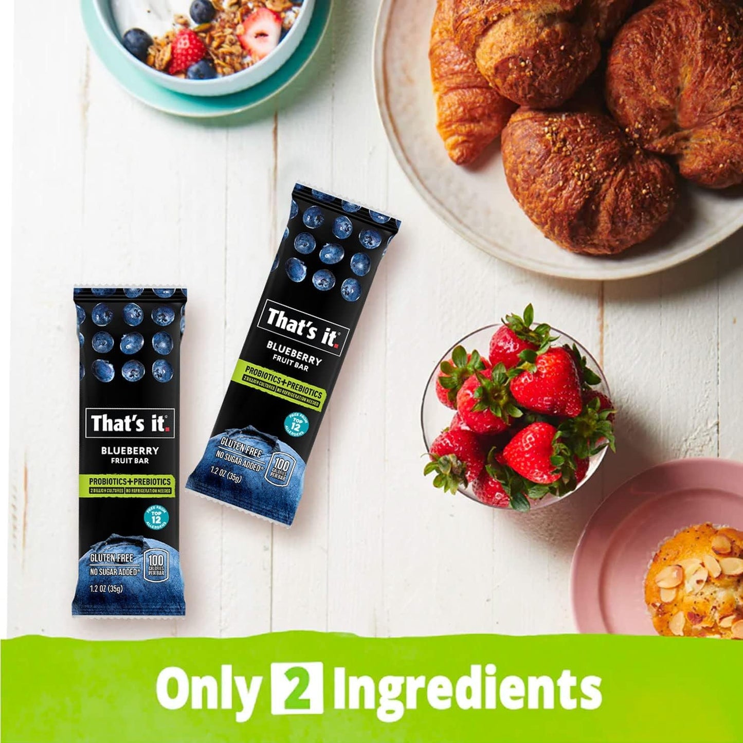 That's it. Blueberry Probiotic Fruit Bars, Helps Promote Healthy Gut & Digestion, No Refrigeration, 100% All Natural, Allergen Friendly (12 Pack)