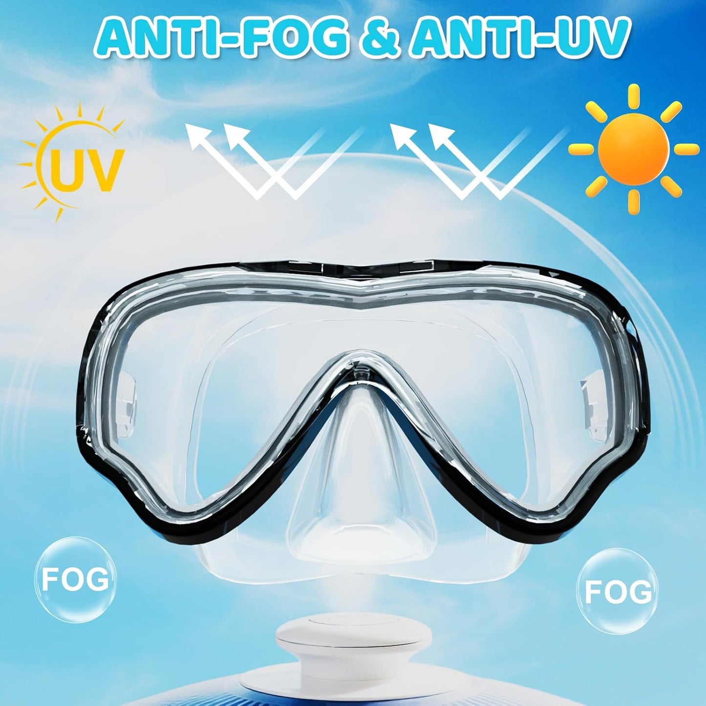 Kids Swim Goggles with Nose Cover, Snorkel Diving Mask Anti-Fog Anti-UV, Snorkeling Gear Swimming Goggles for Kids 3-14 2PCS