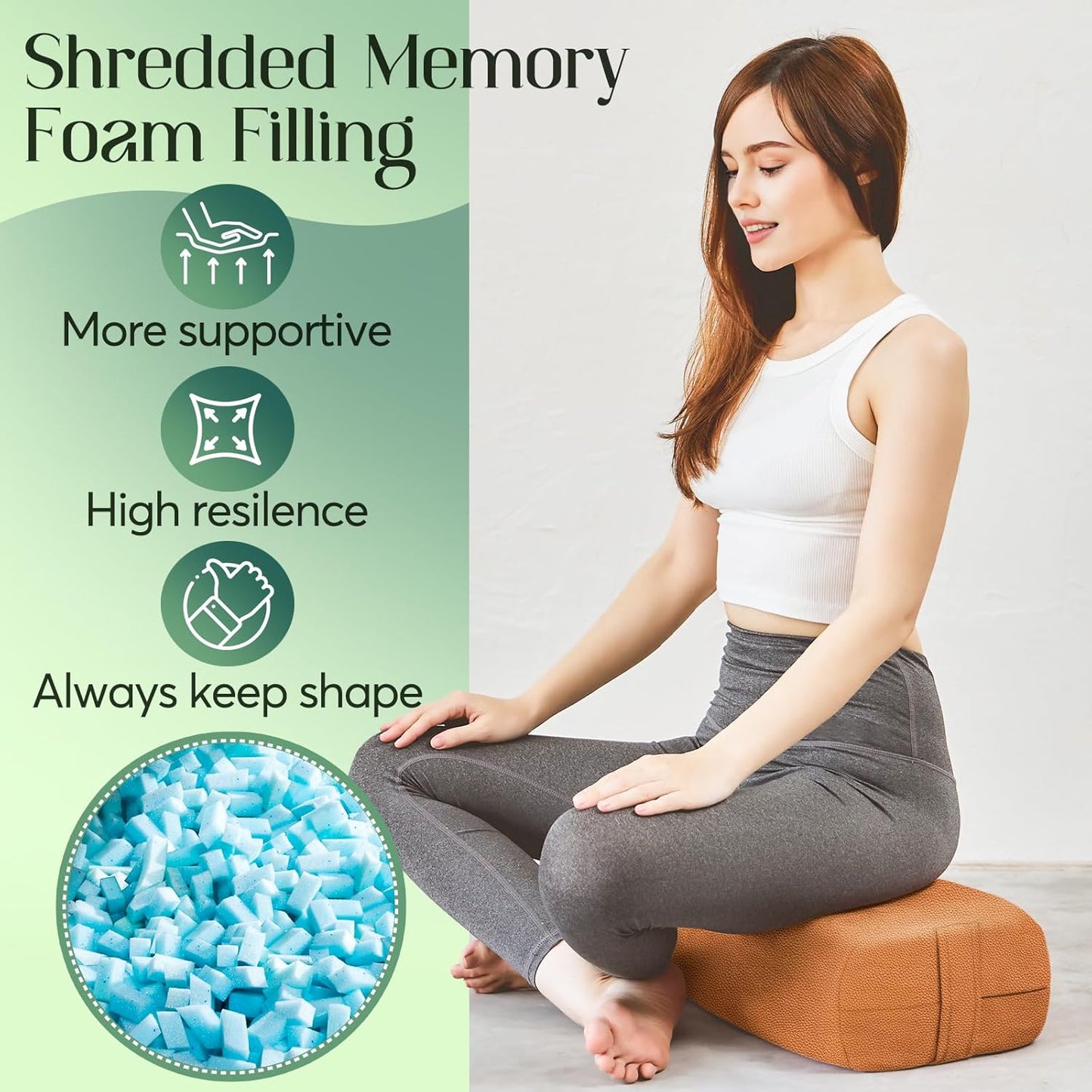 Premium Crushed Sponge Yoga Bolster Pillow for Yin Yoga, Restorative & Meditation - Rectangular Cushion