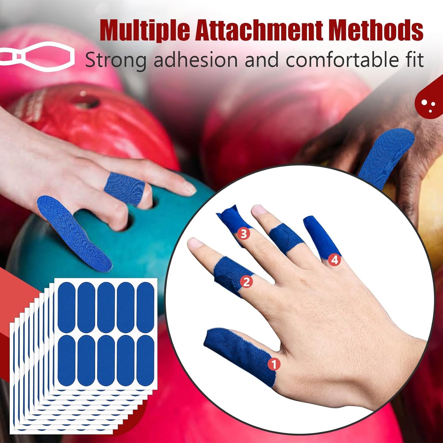 100 PCS Bowling Thumb Tape - Bowling Finger Tape - Thumb Tape Protector for Bowling(Multiple Colors, 1 x 2.8 Inches, Breathable)